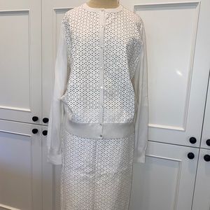 Ann Taylor White Skirt/Sweater Combo, Size 8 Skirt/Size L Top